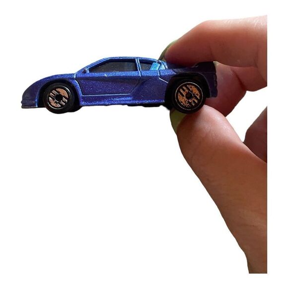 Mattel Hotwheels 1990 Blue Sparkle Fast Vintage Sport Diecast Car - Picture 4 of 4